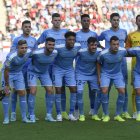 El Girona en su partido contra el Almería en el Mediterráneo.