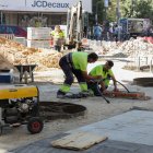 Trabajadores en una obra en Madrid.