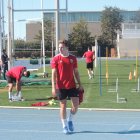 Francis Guerrero en su primer día de rojiblanco en el campo Anexo.