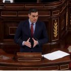 El presidente del Gobierno, Pedro Sánchez, durante su intervención.