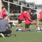 Wilfrid Kaptoum en un entrenamiento en el Estadio.