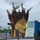 La cabeza de la estatua, que ya ha sido recibida en Macael.