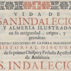 Detalle de la portada de ‘La vida de San Indalecio’, obra escrita en 1699 por Diego de Orbaneja, deán de la Catedral.