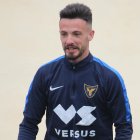 Javi Moreno en un entrenamiento con el UCAM Murcia.