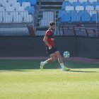 Iván Martos en el entrenamiento previo al partido con el Albacete.