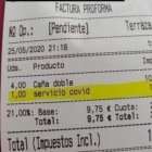 Suplemento en un bar de Murcia.