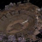 Vista general tomada con tecnología 3D del Anfiteatro Romano de Mérida.
