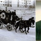 Un entierro en los años 50 por la Rambla de Almería, en los que aún se estilaban los coches de caballo. Al lado, Juan Valdivia, en su juventud.