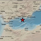 Mapa de la zona. en el que la estrella marca el epicentro del seísmo.