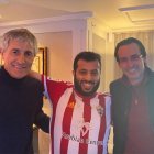 Quique Setién con Turki Al-Sheikh y Unai Emery.