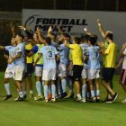 Los jugadores celestes celebrando el ascenso.