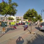 Concentración de los docentes del CEIP Cuatro Caños de Vera, esta mañana.