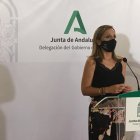 Maribel Sánchez, durante la convocatoria de esta mañana.