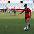 Manu Morlanes en el entrenamiento de este miércoles.