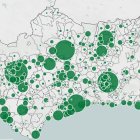Mapa con la distribución de positivos en los municipios andaluces.