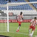 Umar Sadiq y José Corpas nada más firmar el empate del Almería.
