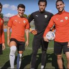 Albiar, Buñuel, Lluís y Mendes en el reto del penalti mareado.