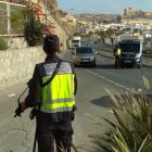 Controles de la Policía Nacional a la salida de la capital.