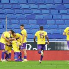 Los jugadores del Almería celebrando su gol en Cornellá-El Prat.