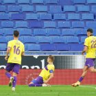 Corpas celebrando su gol en Cornellá-El Prat al Espanyol.
