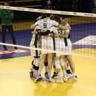 Los jugadores del Unicaja Costa de Almería celebran un punto.