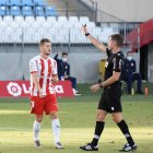 Iván Balliu con Ávalos Becerra que pitó el Almería-Sporting (0-1).
