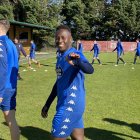 Arvin Appiah en el entrenamiento del conjunto gallego.