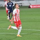 José Corpas celebrando el primer gol de su cuenta frente al Lugo.