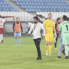 Ortega al final del partido en el Mediterráneo, que acabó caliente.