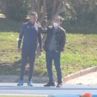 José Gomes y Joao Gonçalves en el entrenamiento del Almería.