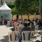 Cuentacuentos de Inma Muñoz en el patio de la Delegación de Gobierno de la Junta.