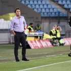 Rubi concentrado en el partido contra el Logroñés.