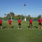 La imagen del día en el stage del Almería en Marbella.