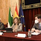 María Luisa Domínguez, presidenta de Adif, el subdelegado del Gobierno, Manuel de la Fuente, y el director general de Adif AV, J. Pablo Villanueva.
