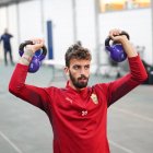 Álex Centelles en el entrenamiento posterior al encuentro en Fuenlabrada.