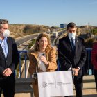 La ministra de Transportes, Raquel Sánchez, esta tarde en Viator.