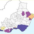 Mapa provincial con los municipios sombreados donde residen ucranianos.