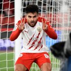 Arnau Puigmal celebrando el 1-0 contra el Fuenlabrada.