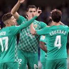 Celebración del gol de Ramazani en el minuto 59 de partido.