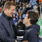 Saludo entre Ramis y Rubi pocos minutos antes de que comenzara el choque.