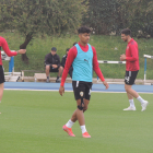 Rojas en el entrenamiento de este miércoles con el primer equipo.