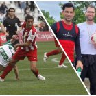 Pelle en su etapa del Almería y ahora en San Martín de Tucumán con Tino Costa.