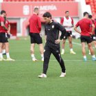 Rubi muy concentrado en el entrenamiento de este jueves.