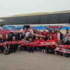 Foto de familia de los peñistas rumbo a Burgos.