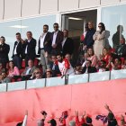 el ministro saudí y presidente del Almería vivió en directo su primer partido.