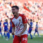 Robertone grita en el partido ante el Amorebieta.