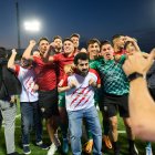 Turki celebrando el ascenso en Leganés.