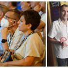 Juanjo López y su mujer Ana en el Maestro Padilla y en casa con el escudo.