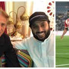 Jorge Jesús en su visita a Palacio con Turki y Jonathan Silva.