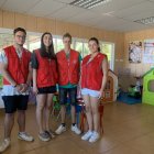 José, Sofía, Lorena y Manuel, voluntarios de Cruz Roja en su primer día.